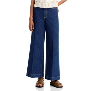 PAIGE DENIM WOMENS SIZE 25 HARPER WIDE LEG ANKLE JEANS DARK WASH CASA BLUE NEW